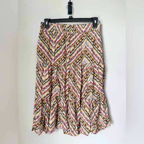 Sonoma Dresses & Skirts - Multicolor Chevron Bohemian Style Tiered Button-Front Women's Midi Skirt